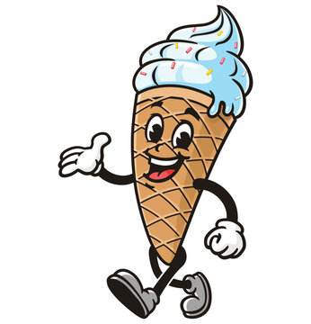 recommend clip art: Ice Cream is walking leisurely,  Cartoon Character Mascot Illustration Vector Clip-art Hand-drawn Logo Design