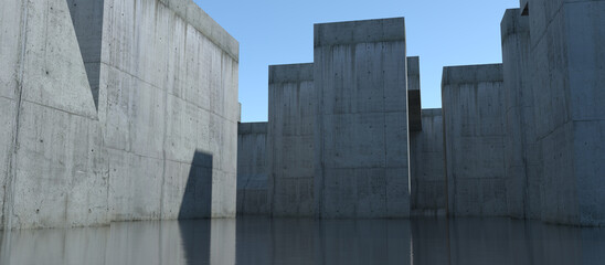 An Immersive Exploration of Architecture and Reflective floor 3d render