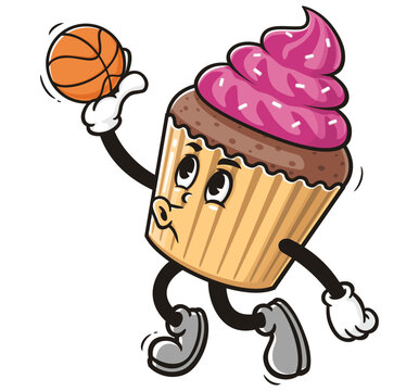 recommend clip art: Cupcake playing slam dunk basketball,  Cartoon Character Mascot Illustration Vector Clip-art Hand-drawn Logo Design