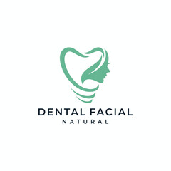 dentist dental and beautiful face logo design vector template