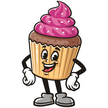 recommend clip art: Laughing Cupcake Cartoon Character Mascot Illustration Vector Clip-art Hand-drawn Logo Design
