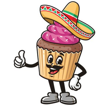 recommend clip art: Cupcake with sombrero,  Cartoon Character Mascot Illustration Vector Clip-art Hand-drawn Logo Design