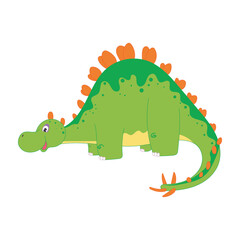 cute green stegosaurus cartoon illustration