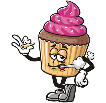 recommend clip art: Smoking Cupcake Cartoon Character Mascot Illustration Vector Clip-art Hand-drawn Logo Design
