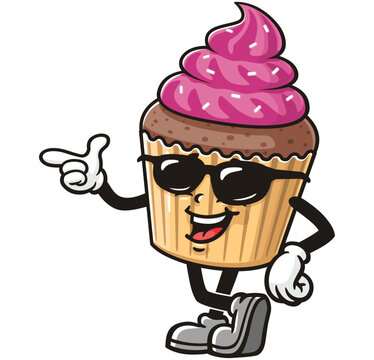 recommend clip art: Cupcake with sunglasses,   Cartoon Character Mascot Illustration Vector Clip-art Hand-drawn Logo Design