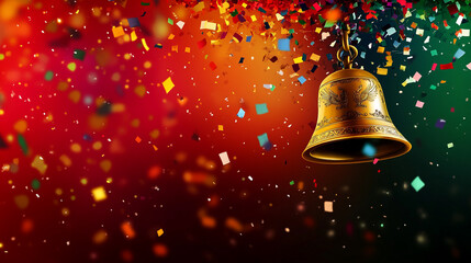 Celebrating Mexican Independence Day with colorful confetti and a bell
