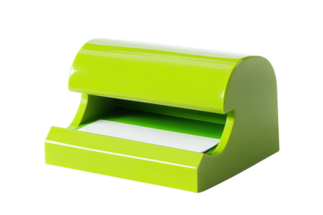 Stylish Green Sticky Note Dispenser with a Full Stack of Colorful Notes with isolated on transparent background