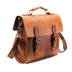 Shoulder Leather Bag Isolated on a Transparent Background