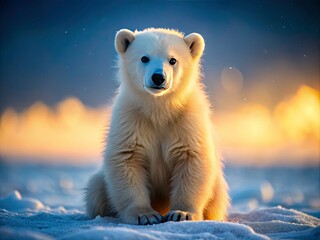 Low-light charm: a captivating three-month-old Ursus maritimus cub.