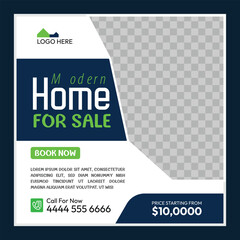 modern home for sale ad Instagram post template design