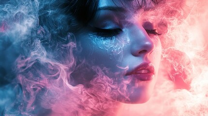 Dreamy Woman in Smoke: A Surreal Portrait