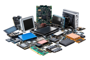 Stylish Collection of Audio Devices Including Headphones, Bluetooth Speakers, and Soundbars with isolated on transparent background