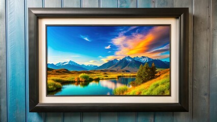 Fototapeta premium Modern black frame with simple lines. Geometric border design, minimalist aesthetic, clean PNG image.