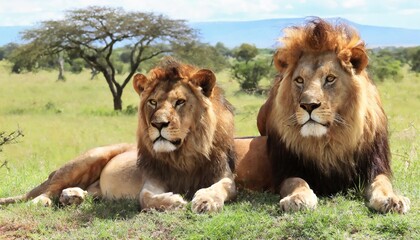 Majestic Lions in Africa's Stunning Savannah Landscape