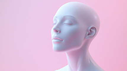 A woman's face is shown in a white color