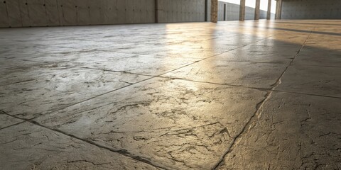 Sunlit Architectural Concrete Floor Tiles with Textured Surface