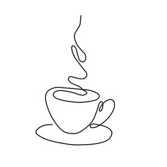 Coffee cup continuous line art