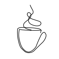 Coffee cup continuous line art