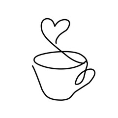 Coffee cup continuous line art
