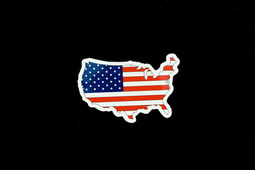 United States of America map flag on black background