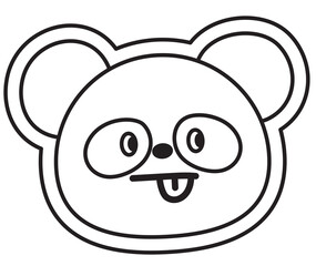 Fototapeta premium Panda outline for kid colouring book, art, painting, animal print, tattoo, zoo, souvenir shop, cartoon character, comic, mascot, colouring page, amusement park, cute patch, plush toy, kid doll, brooch