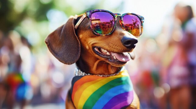 Celebrate pride with a trendy dachshund capturing attention.