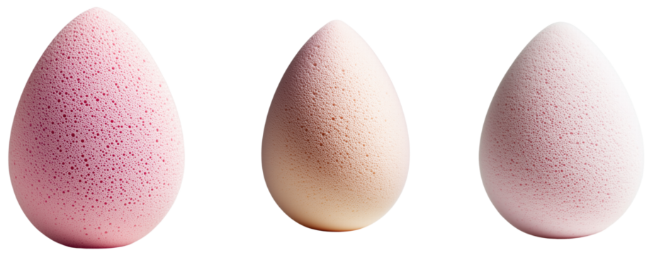 Colorful Beauty Blender Makeup Sponges for Flawless Application isolated on transparent background.