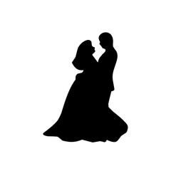 Wedding couple silhouette vector