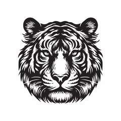 tiger outline vector art black color.