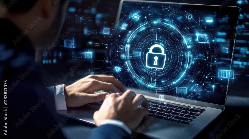 Aufkleber cybersecurity awareness: a businessman's approach to secure data access