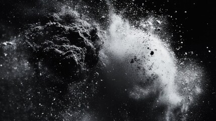 Dynamic black chalk art captures explosive motion in abstract form.