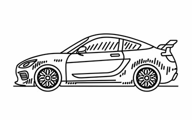 Naklejka premium American muscle car outline black on white background vector