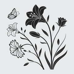 Flowers image silhouette vector art and illustration