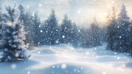 winter background of forest landscape and snow