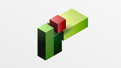 Naklejka premium Sleek abstract design featuring isometric 3D blocks in a clean, modern composition. Perfect for tech-inspired themes, with vibrant colors and geometric precision