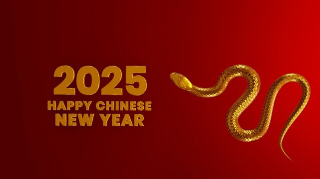The chinese year of the snake 2025. happy new year. animation of the snake