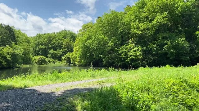 「きけん」という注意喚起の看板が設置された沼