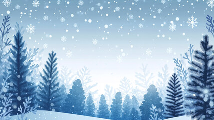 Naklejka premium winter background of forest landscape and snow