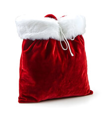 Red Velvet Christmas Gift Bag with White Fur Trim Festive Holiday Present Sack