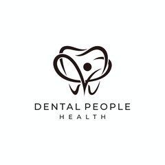 Dental dentist and people wellness logo design, Healthy happy concept vector