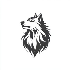 Naklejka premium Stylized wolf head profile, black and white vector illustration.