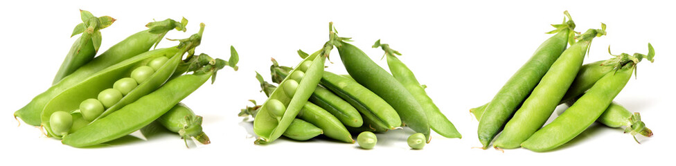 Fresh peas isolated on white background 