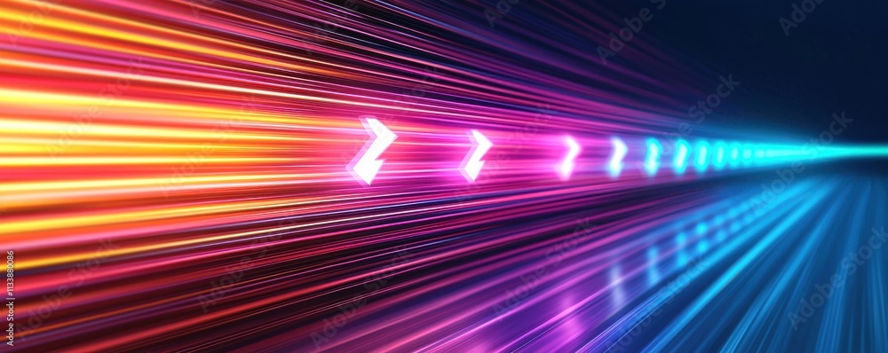 Poster dynamic light trails showcase digital art gallery visual content futuristic atmosphere close-up view