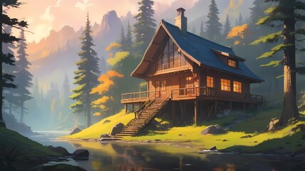 Obraz premium house in the woods