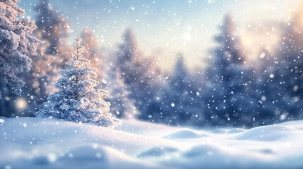 Naklejka premium winter landscape with snow and trees