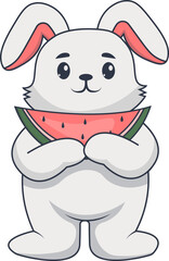 Rabbit Illustration in Cute Cartoon Design. Isolated Vector Character