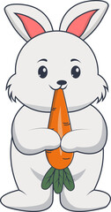 Rabbit Illustration in Cute Cartoon Design. Isolated Vector Character