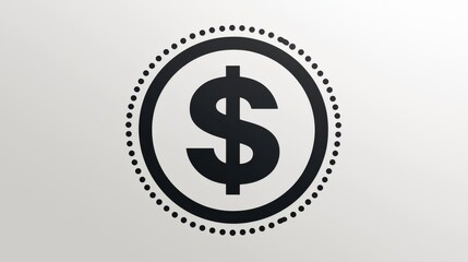 Fototapeta premium Simple black and white icon of a dollar sign in a circle