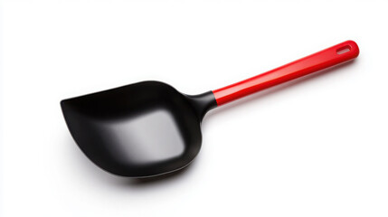 A colorful plastic scoop with a red handle for various uses.