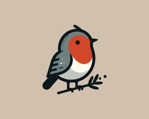 Robin Bird Logo Design Icon Vector Illustration.